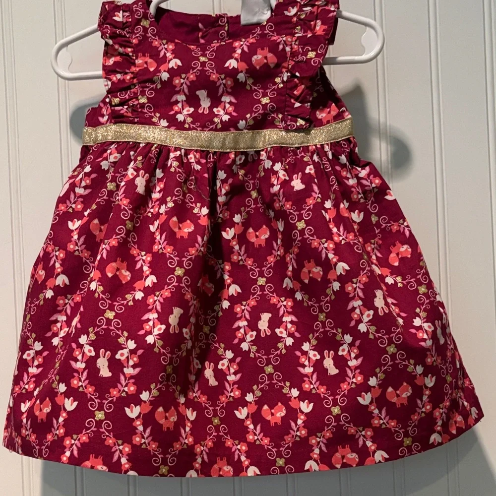 NWT Gymboree Burgundy Baby Dress with Gold Trim